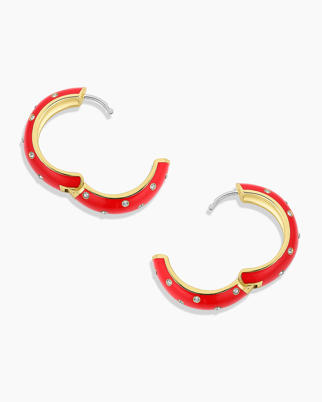 Noel Enamel Shimmer Hoops || option::18k Gold Plated, Red