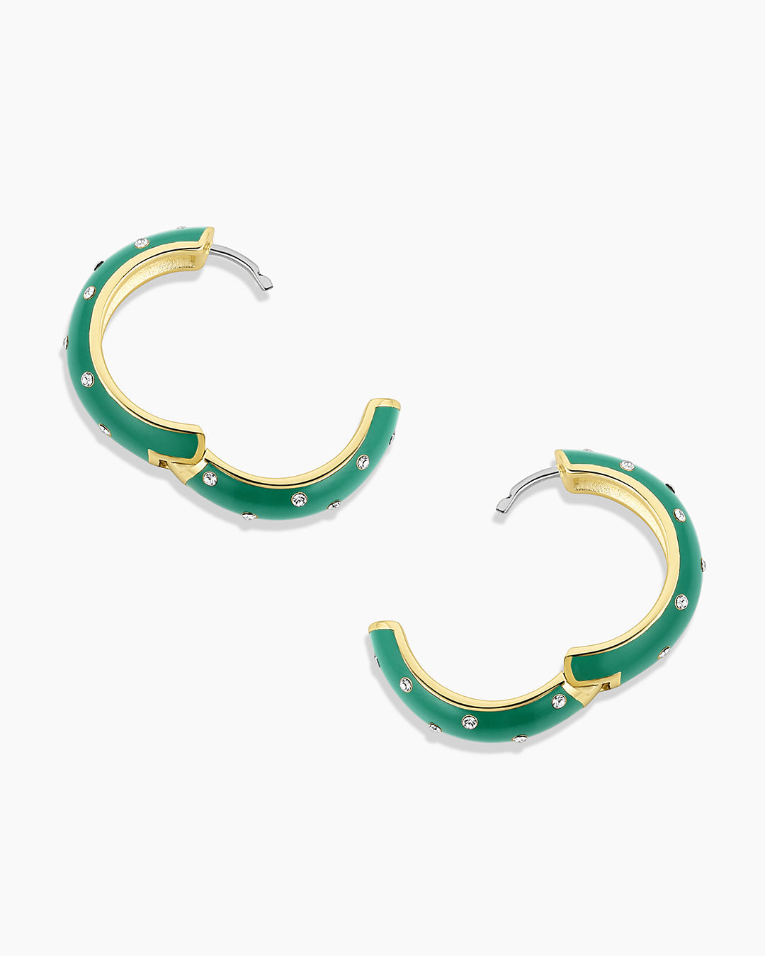 Noel Enamel Shimmer Hoops || option::18k Gold Plated, Emerald