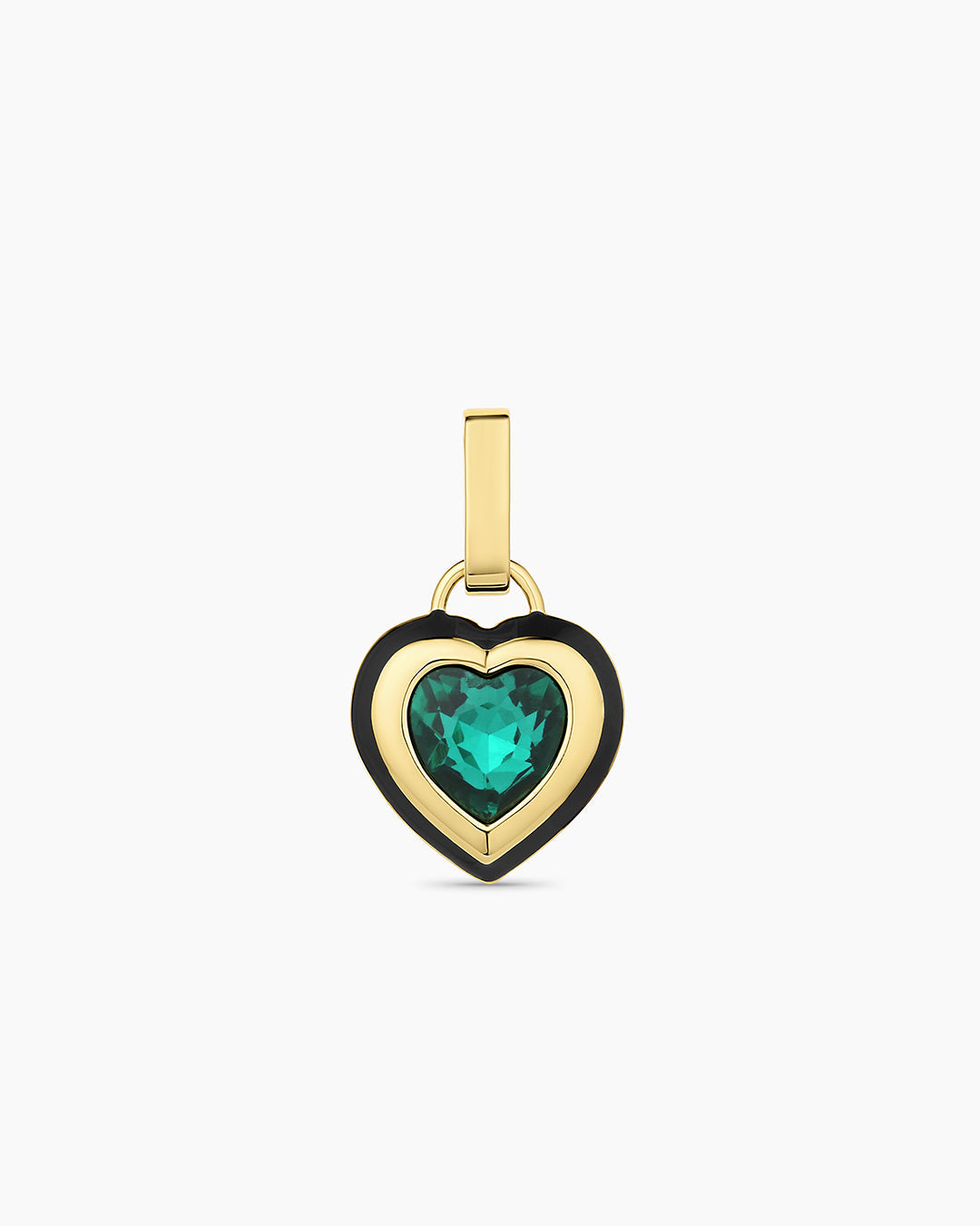 Emerald Heart Tag Charm || option::18k Gold Plated