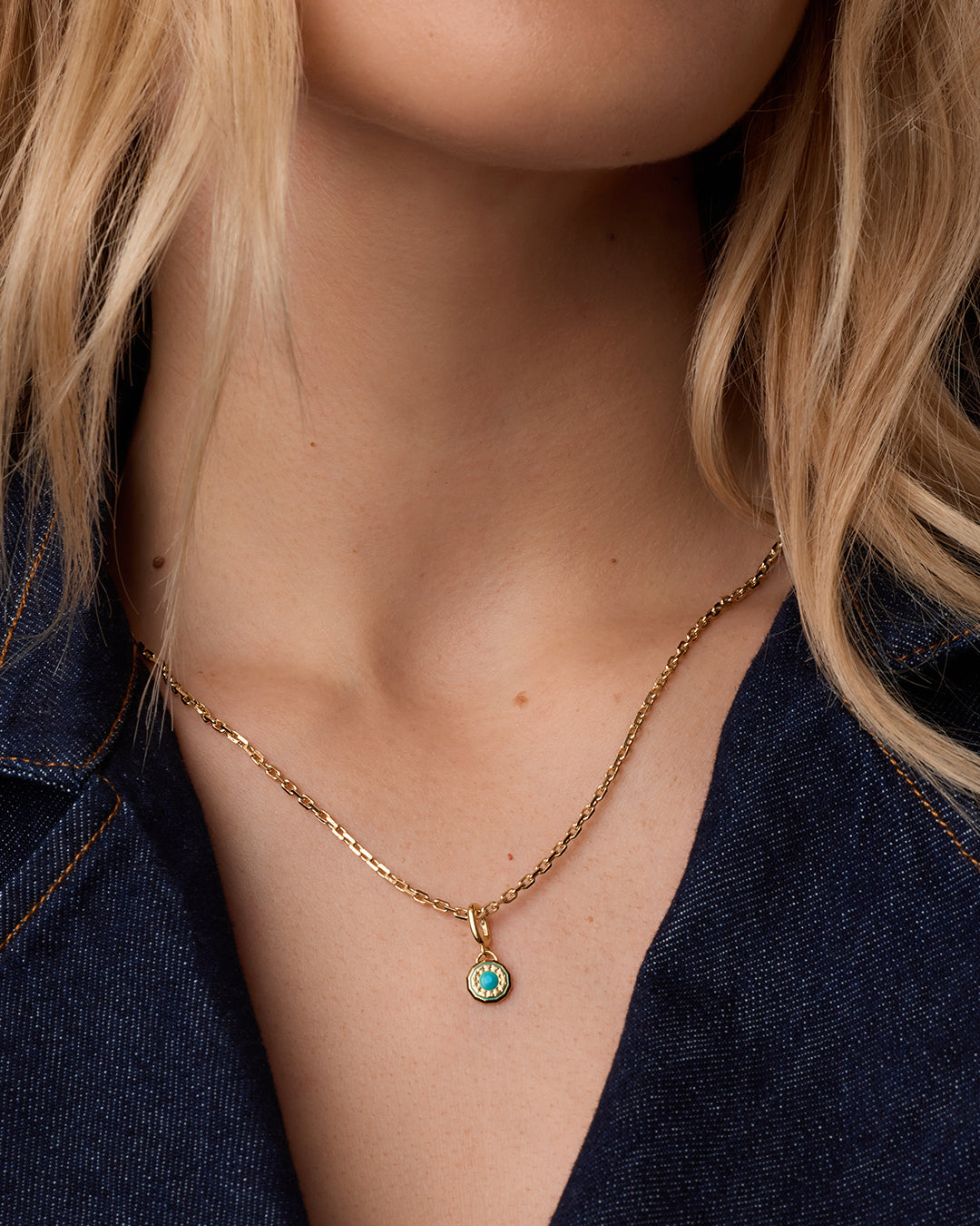 Birthstone Parker Charm || option::18k Gold Plated, Turquoise - December