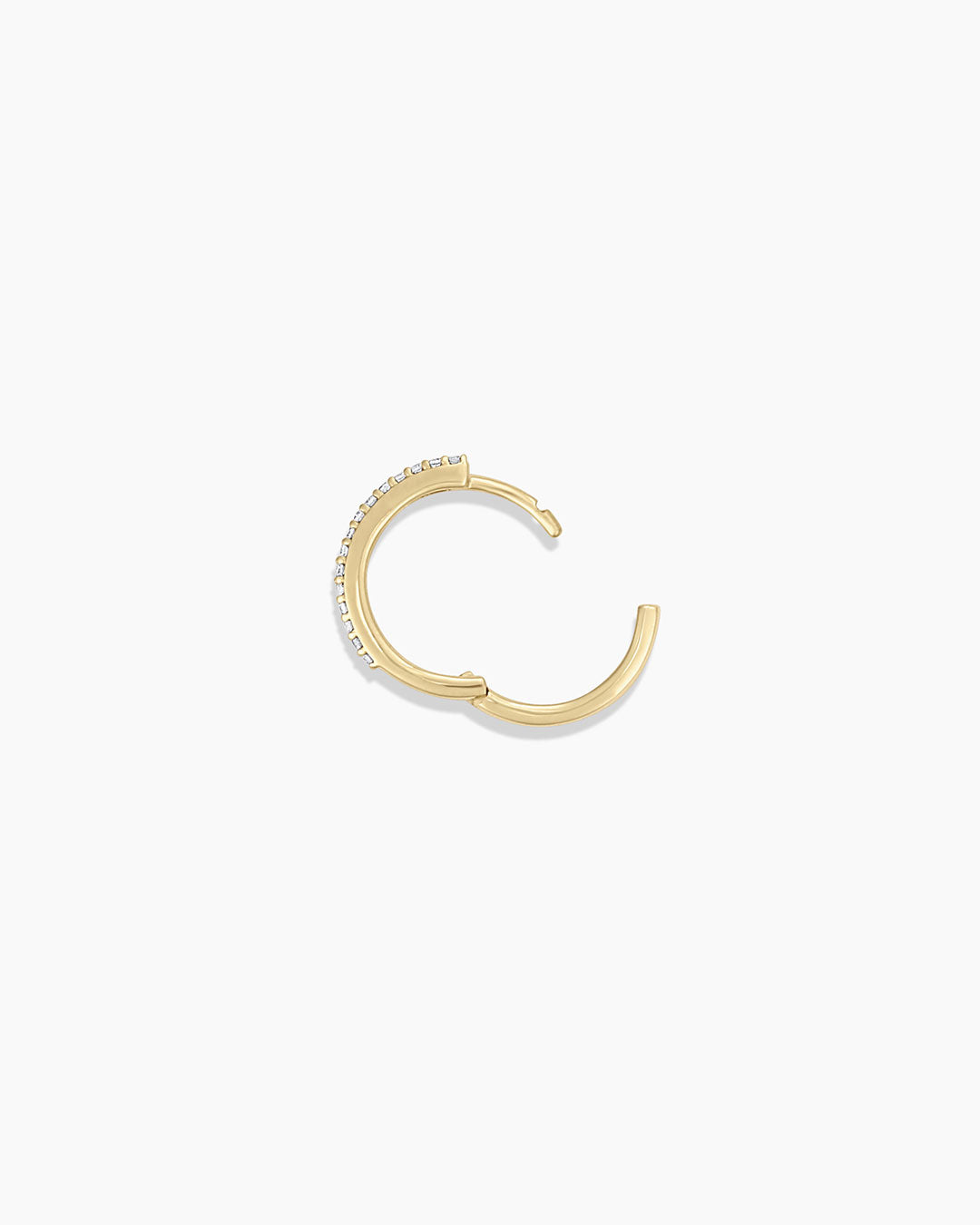 Diamond Double Down Huggies || option::14k Solid Gold, 13mm