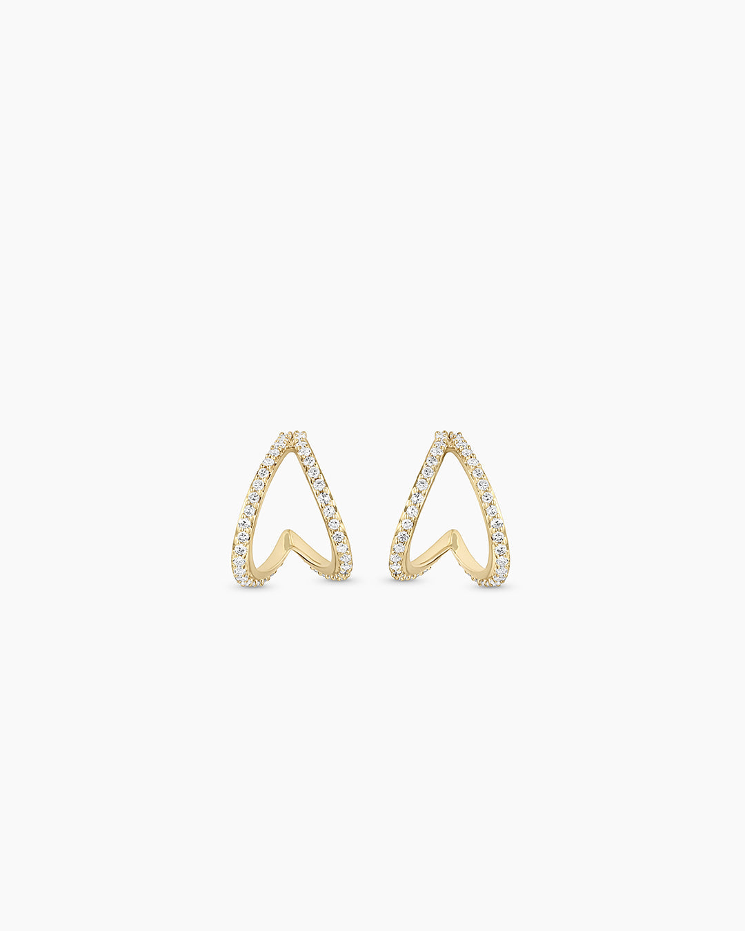 Diamond Pavé Split Huggies || option::14k Solid Gold