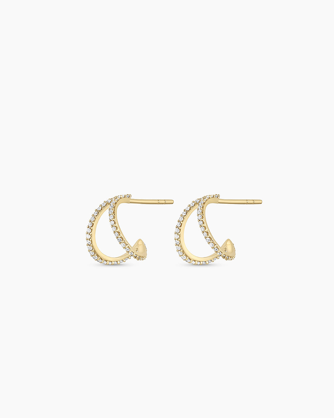 Diamond Pavé Split Huggies || option::14k Solid Gold