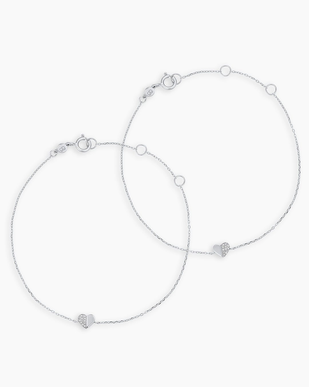 Diamond Bond Bracelet || option::14k Solid White Gold, Set