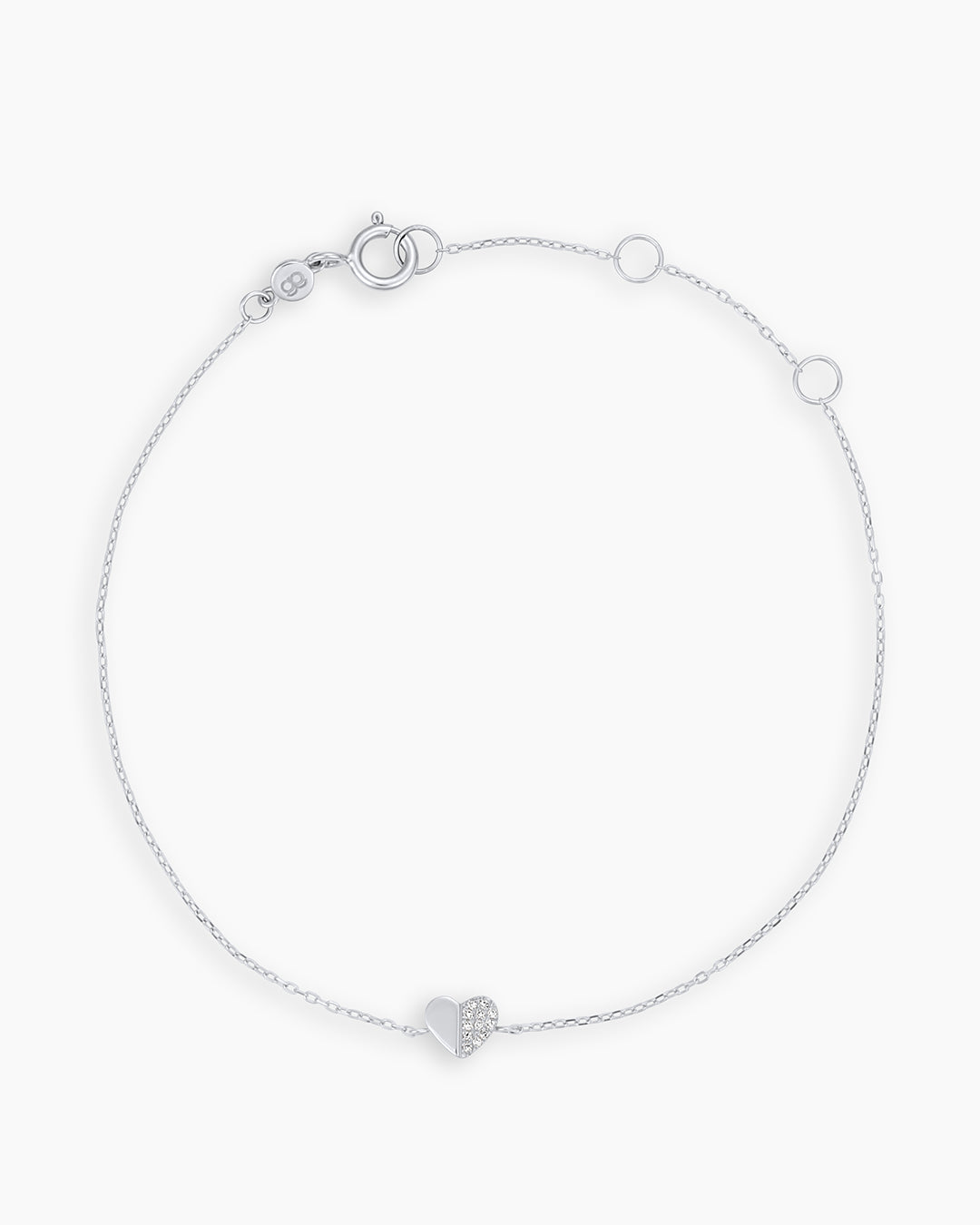 Diamond Bond Bracelet || option::14k Solid White Gold, Single - Diamonds Right