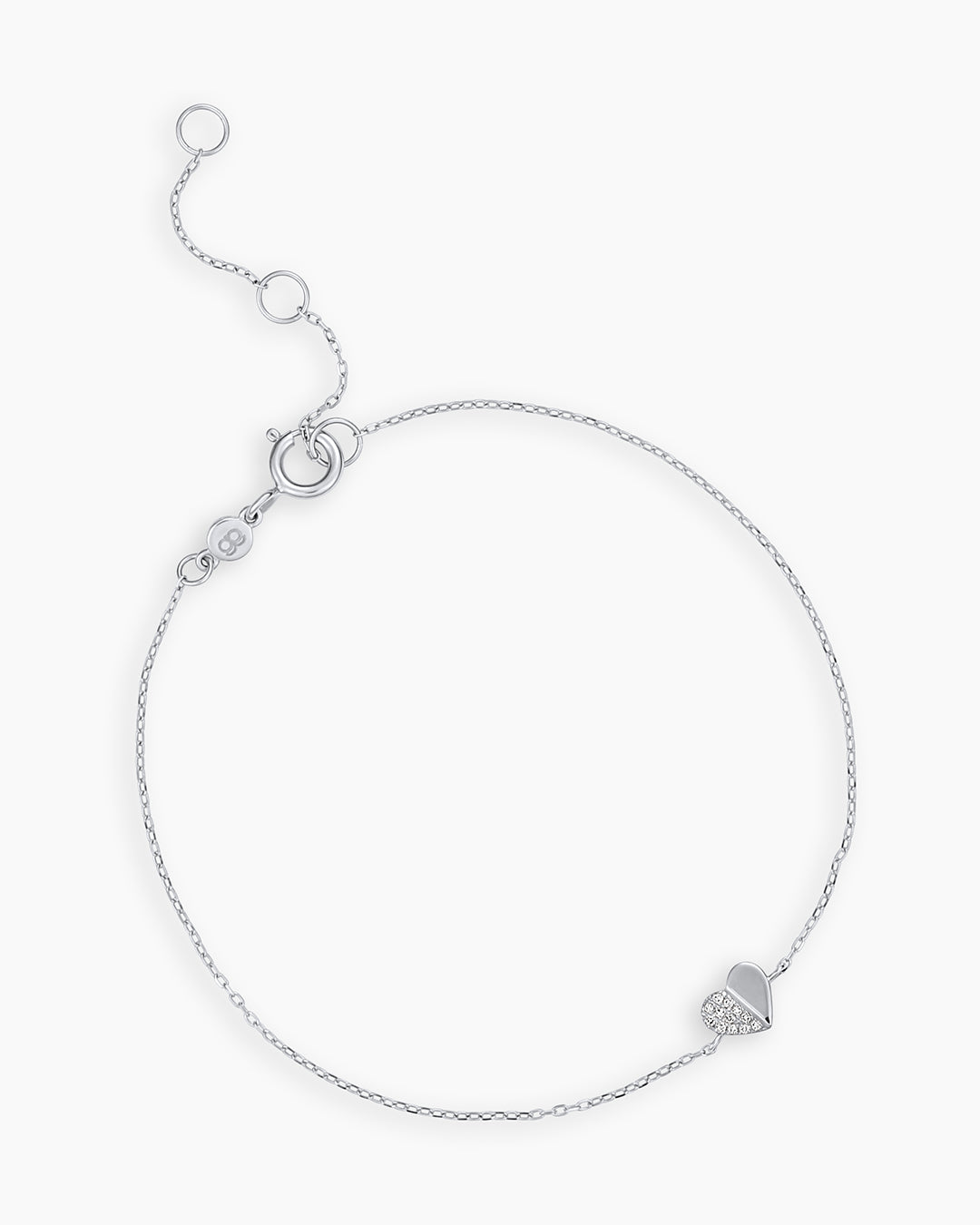 Diamond Bond Bracelet || option::14k Solid White Gold, Single - Diamonds Left