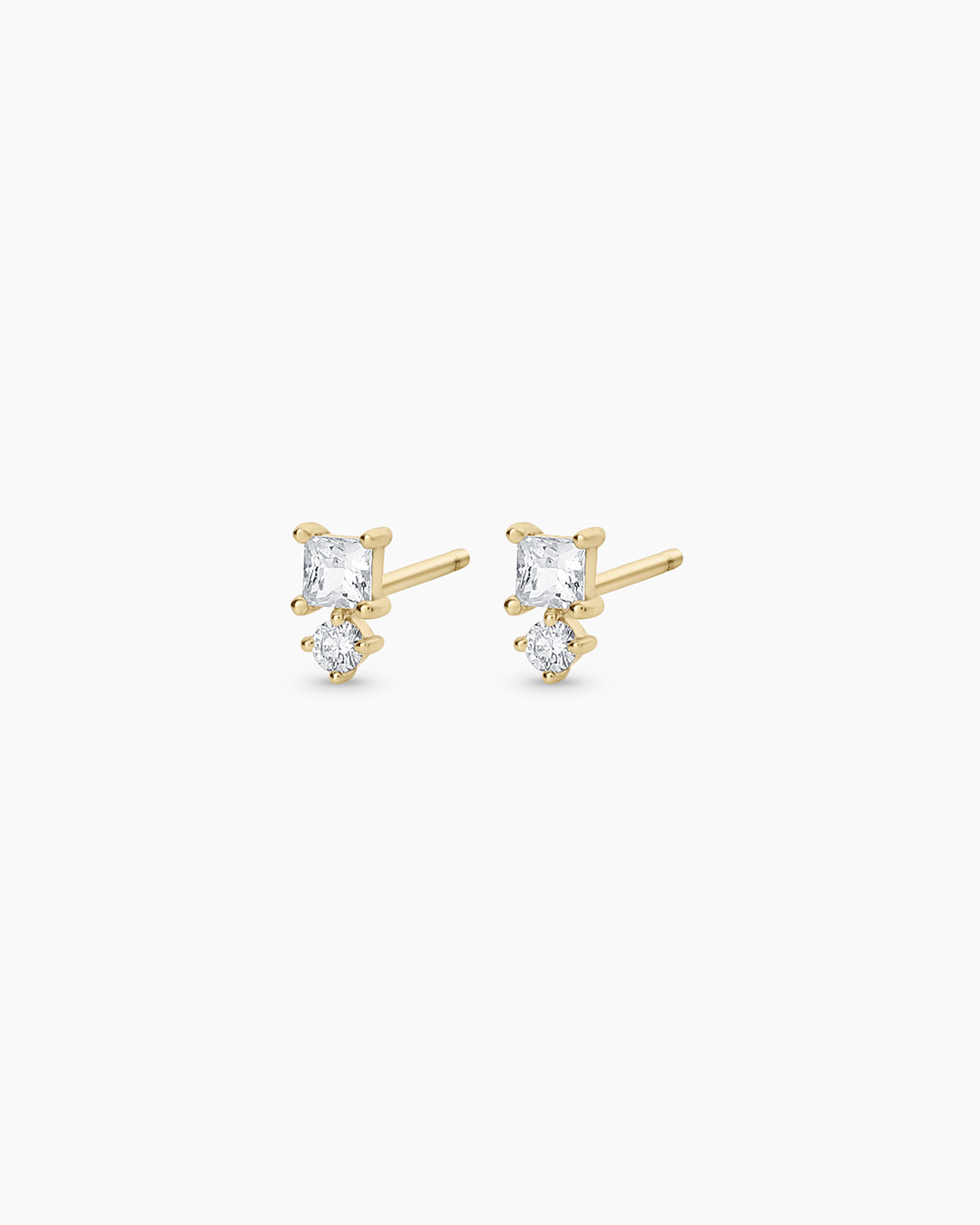 Diamond and White Sapphire Studs || option::14k Solid Gold