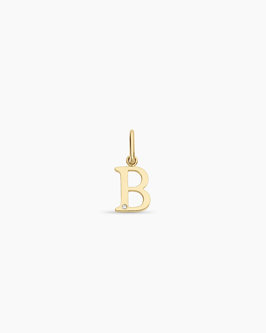 Diamond Vintage Alphabet Charm || option::14k Solid Gold, B