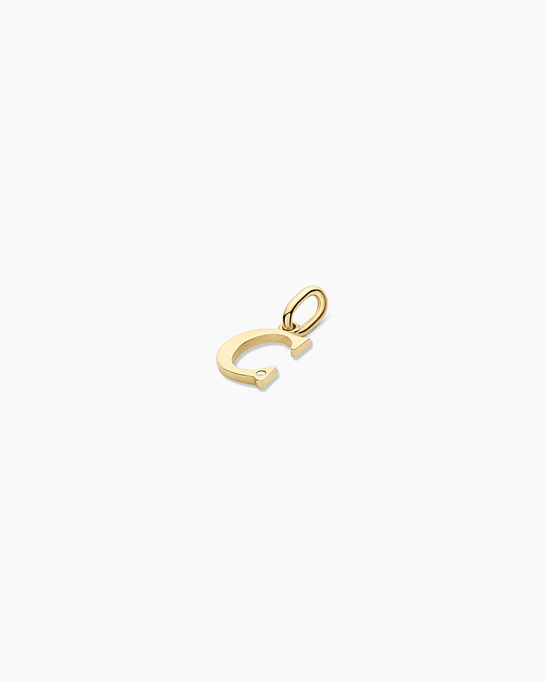 Diamond Vintage Alphabet Charm || option::14k Solid Gold, C