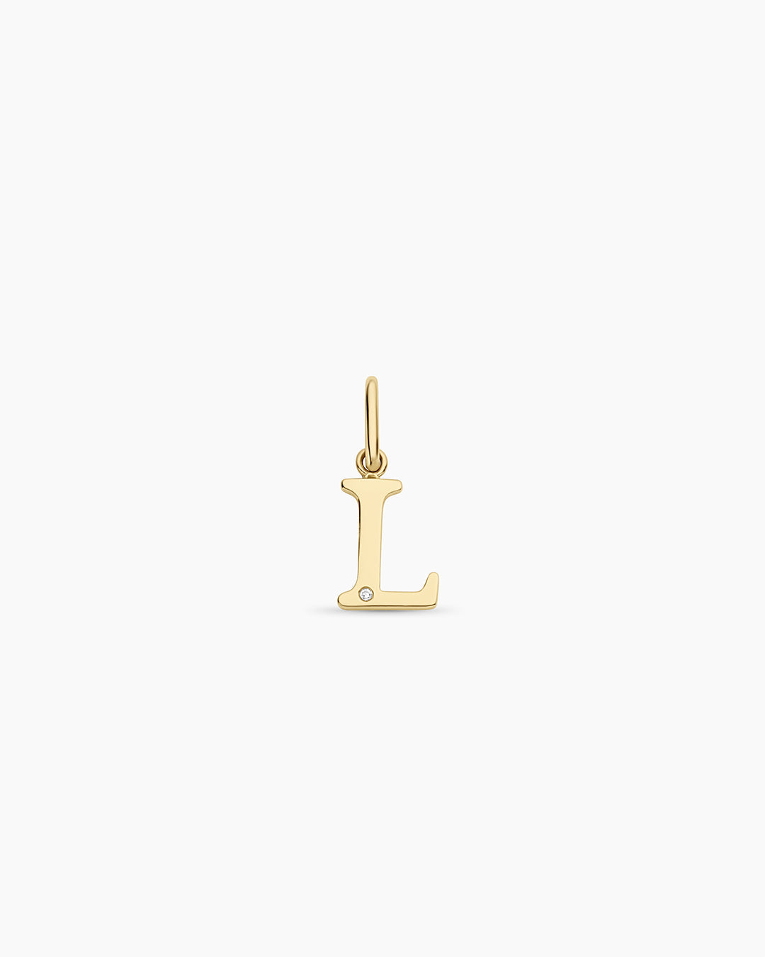 Diamond Vintage Alphabet Charm || option::14k Solid Gold, L