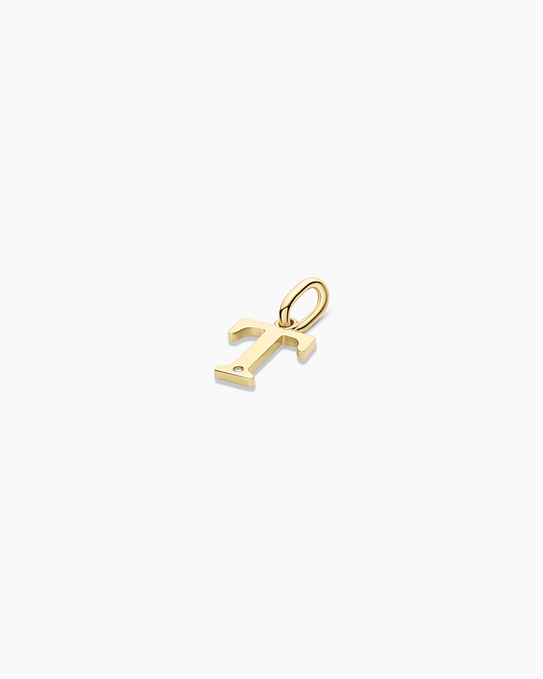 Diamond Vintage Alphabet Charm || option::14k Solid Gold, T