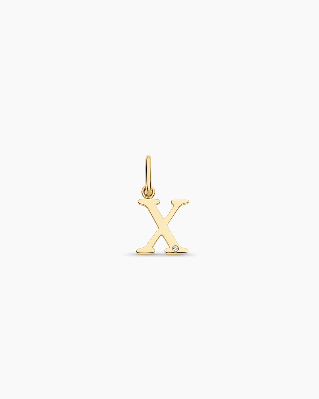 Diamond Vintage Alphabet Charm || option::14k Solid Gold, X