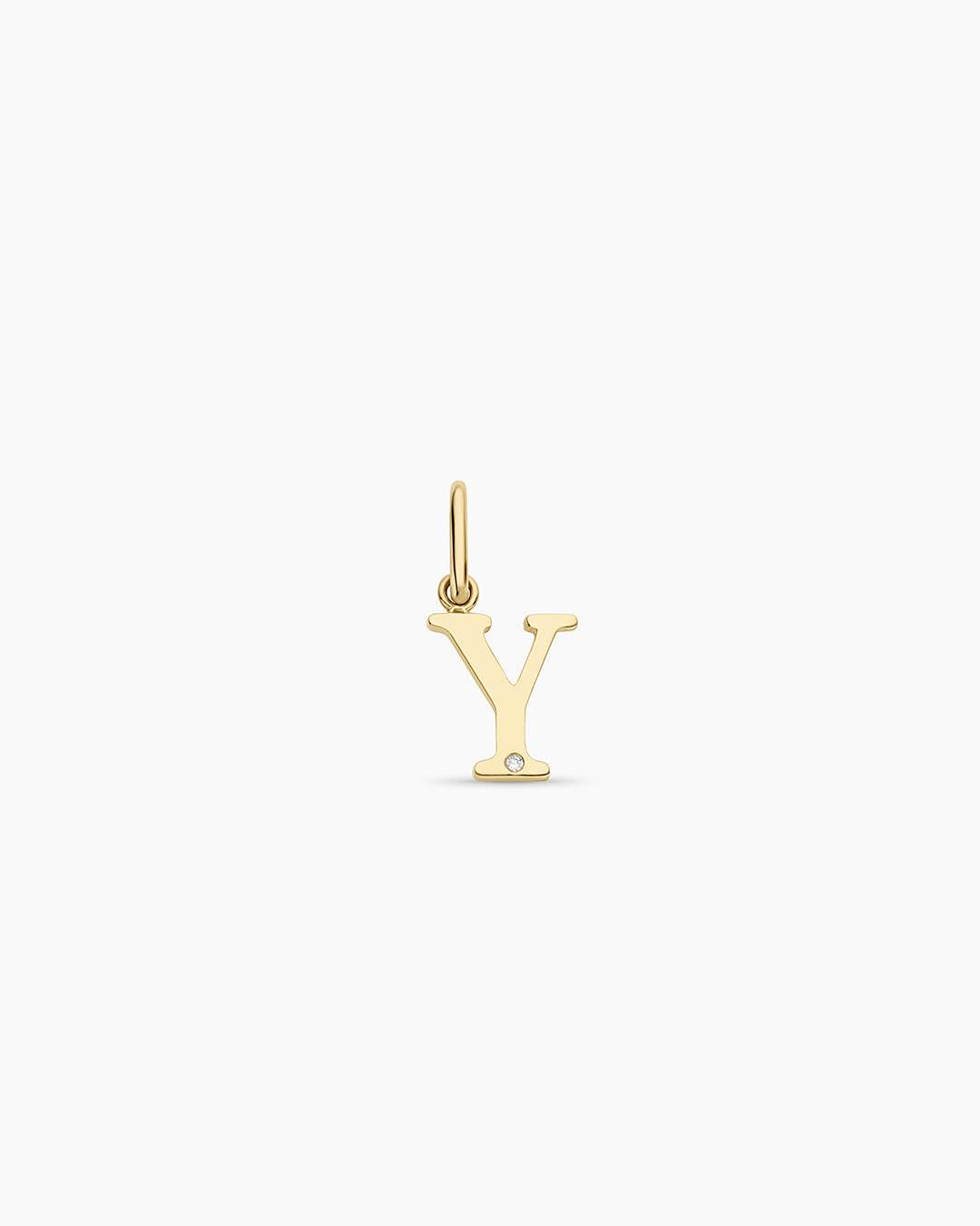 Diamond Vintage Alphabet Charm || option::14k Solid Gold, Y