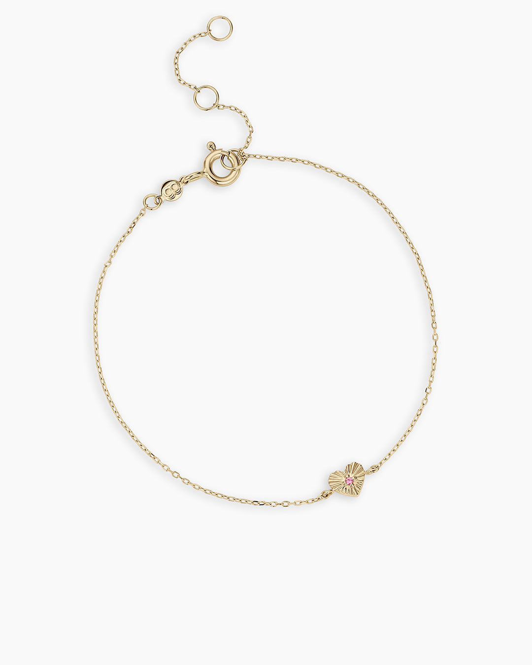 Pink Sapphire Vintage Heart Bracelet || option::14k Solid Gold