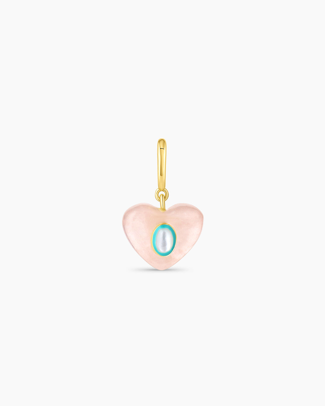 Rose Quartz Heart Parker Charm || option::18k Gold Plated