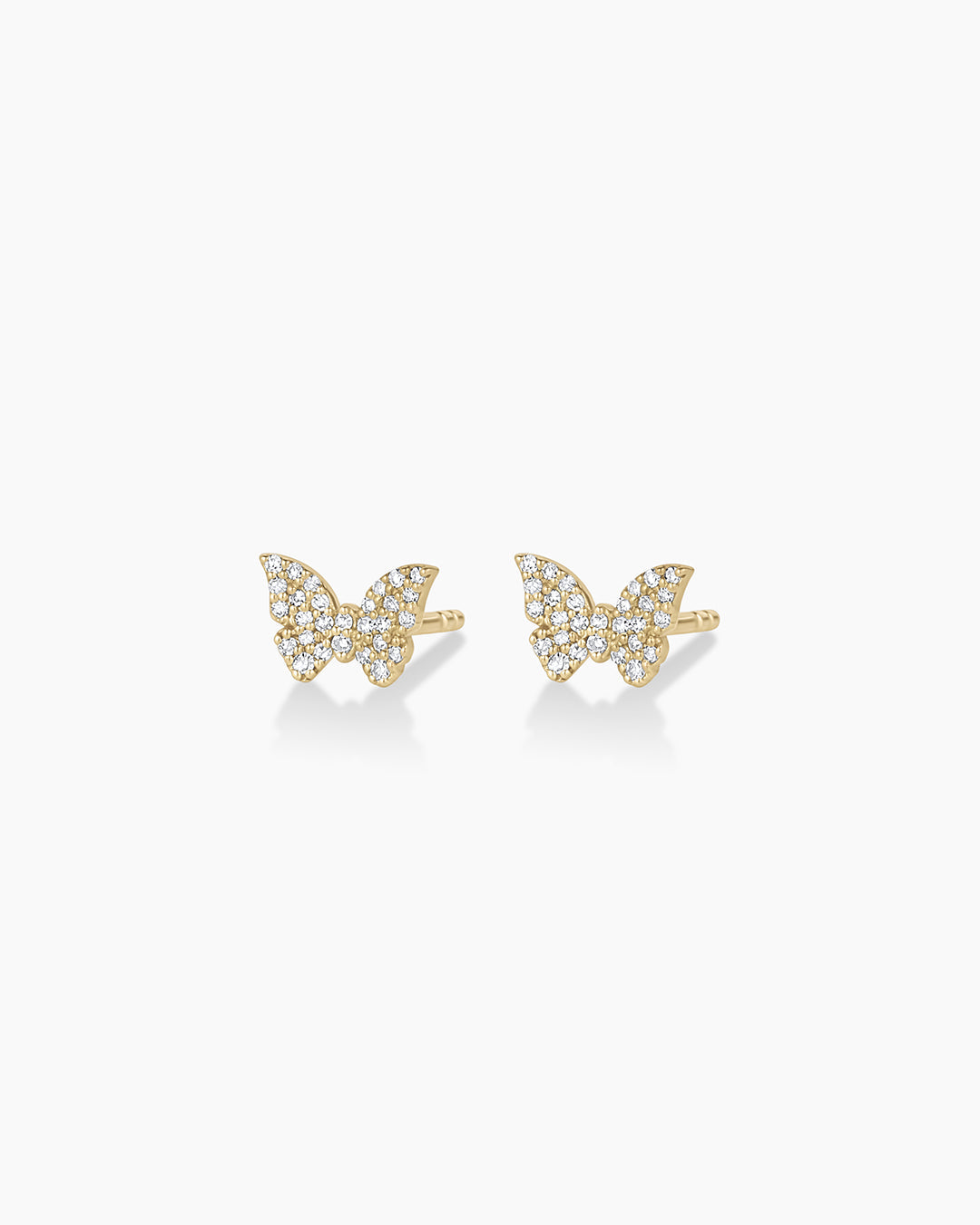 Diamond Butterfly Studs || option::14k Solid Gold