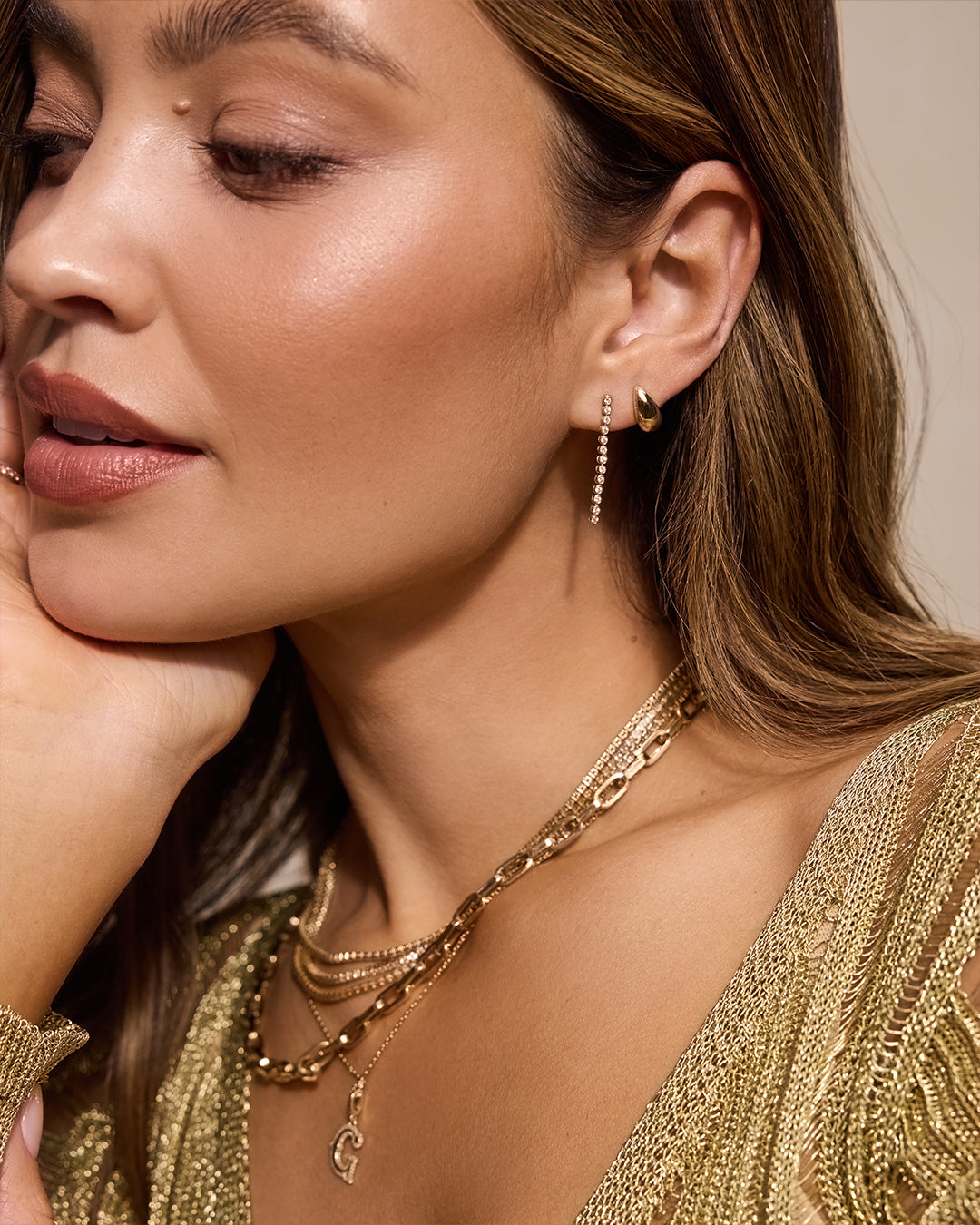 Lab Grown Diamond Classic Tennis Drop Earrings || option::14k Solid Gold, Single