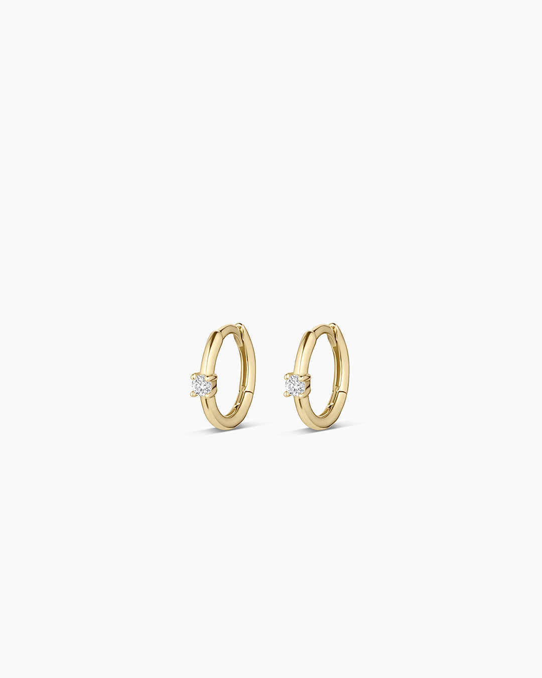 Diamond Solitaire Huggies || option::14k Solid Gold