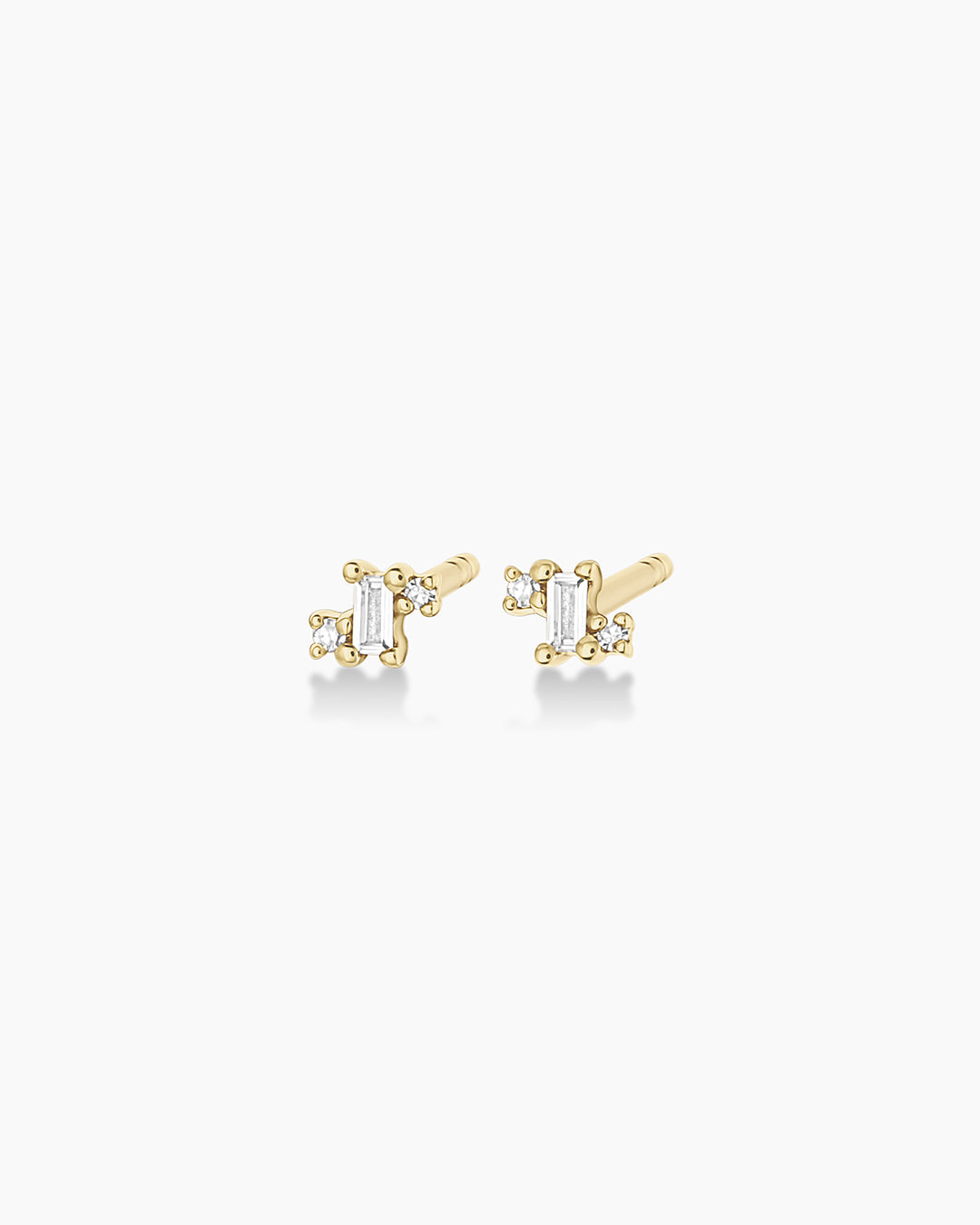 Diamond and White Sapphire Amara Cluster Studs || option::14k Solid Gold