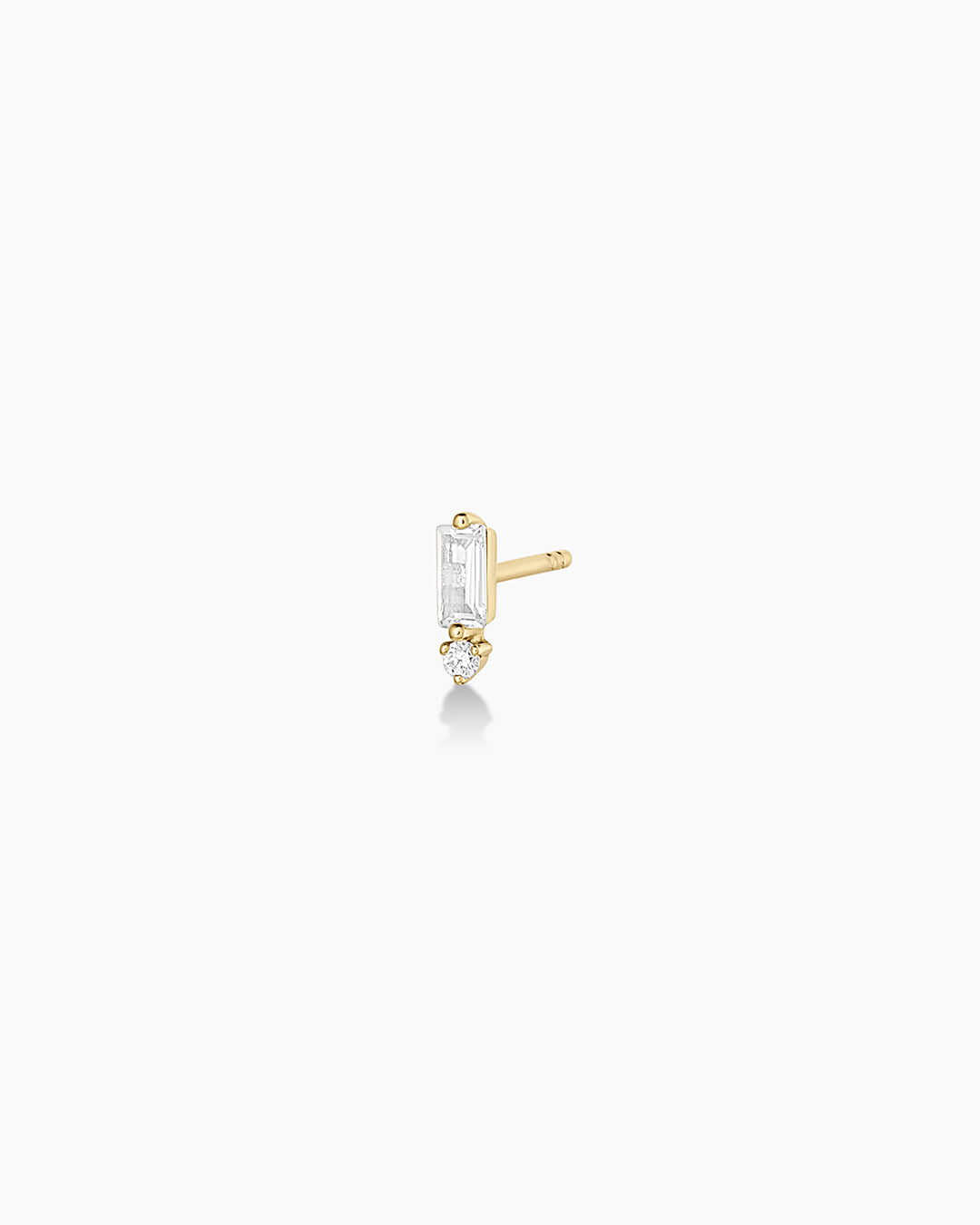 Diamond and White Sapphire Amara Charm Studs || option::14k Solid Gold