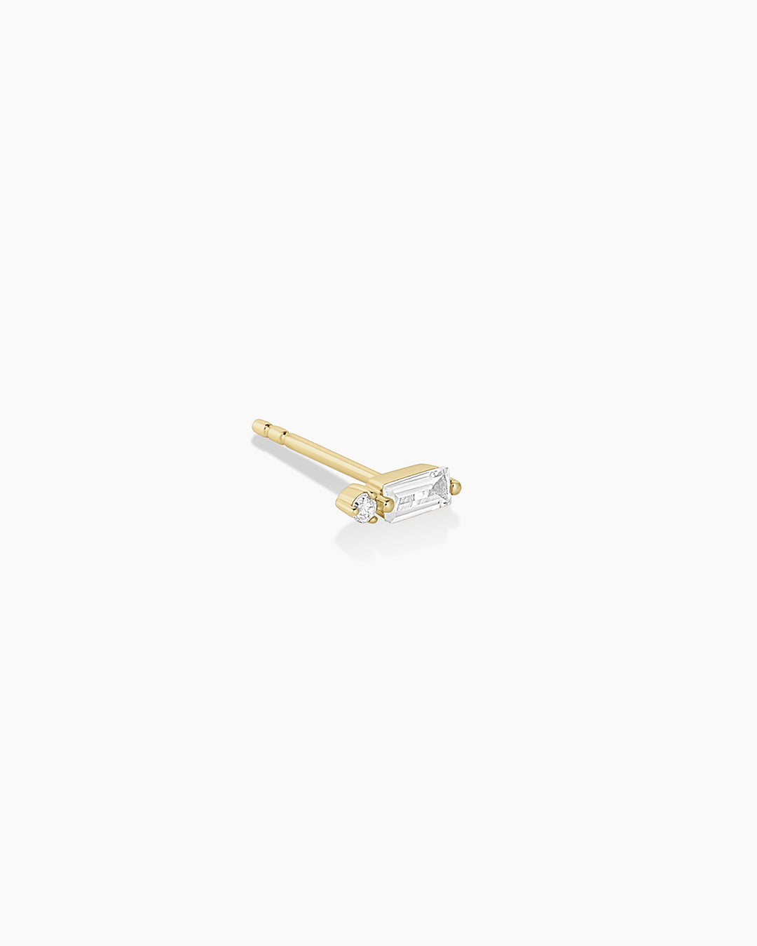 Diamond and White Sapphire Amara Charm Studs || option::14k Solid Gold