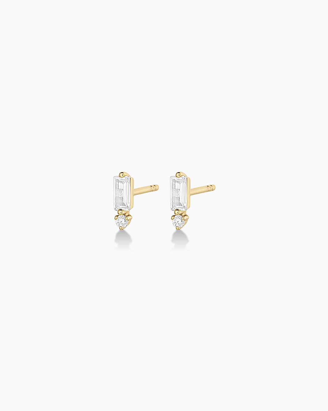 Diamond and White Sapphire Amara Charm Studs || option::14k Solid Gold