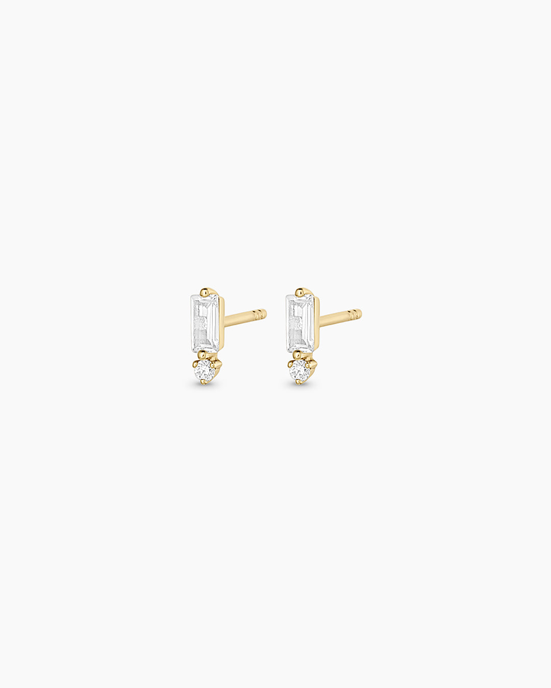 Diamond and White Sapphire Amara Charm Studs || option::14k Solid Gold