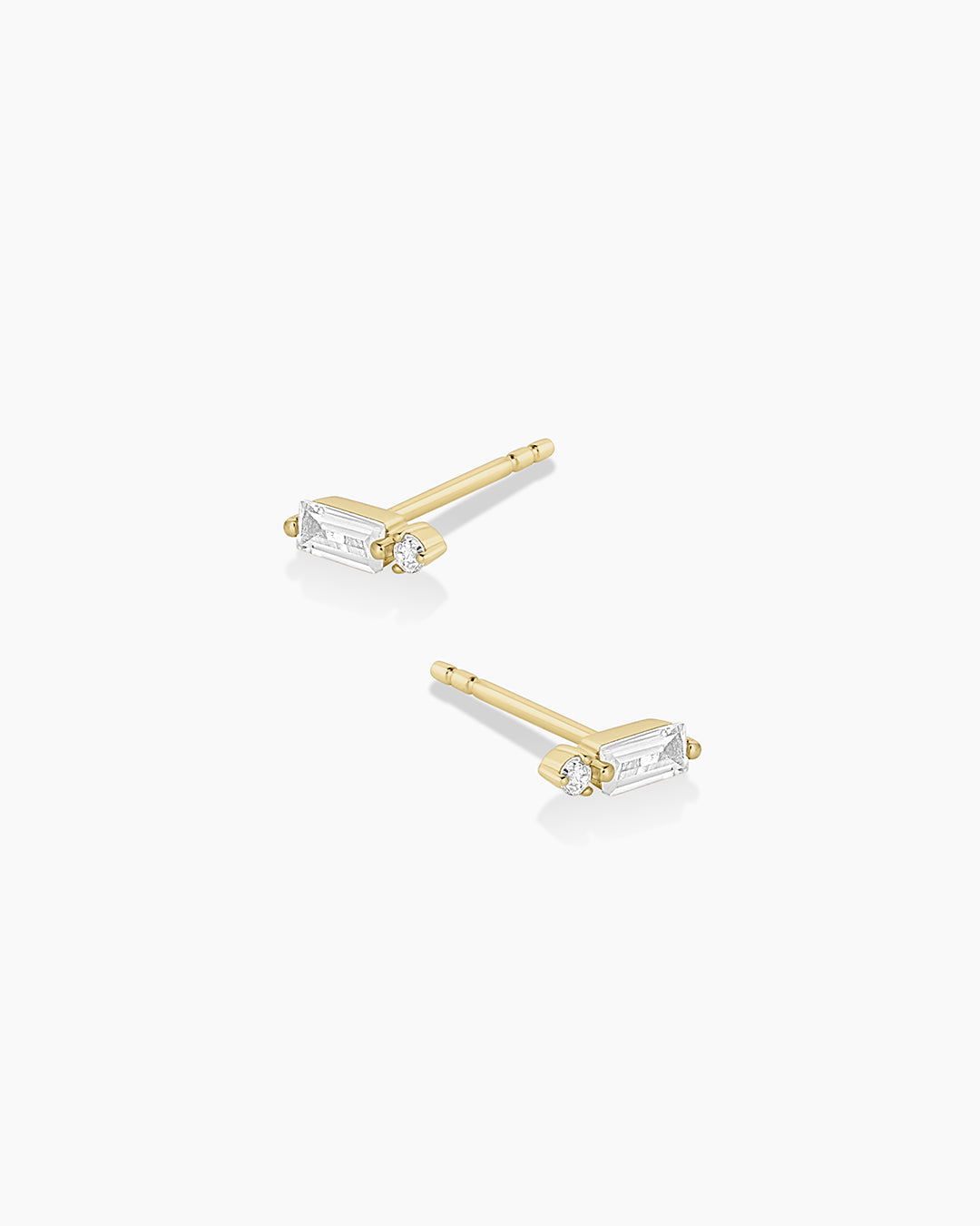 Diamond and White Sapphire Amara Charm Studs || option::14k Solid Gold