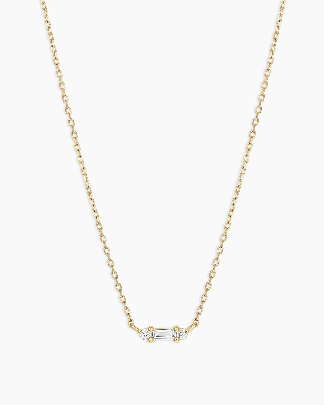 Diamond and White Sapphire Amara Charm Necklace || option::14k Solid Gold