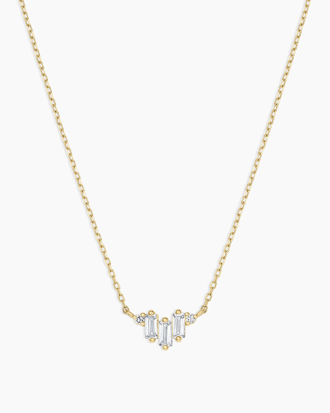 Diamond and White Sapphire Amara Trio Necklace || option::14k Solid Gold