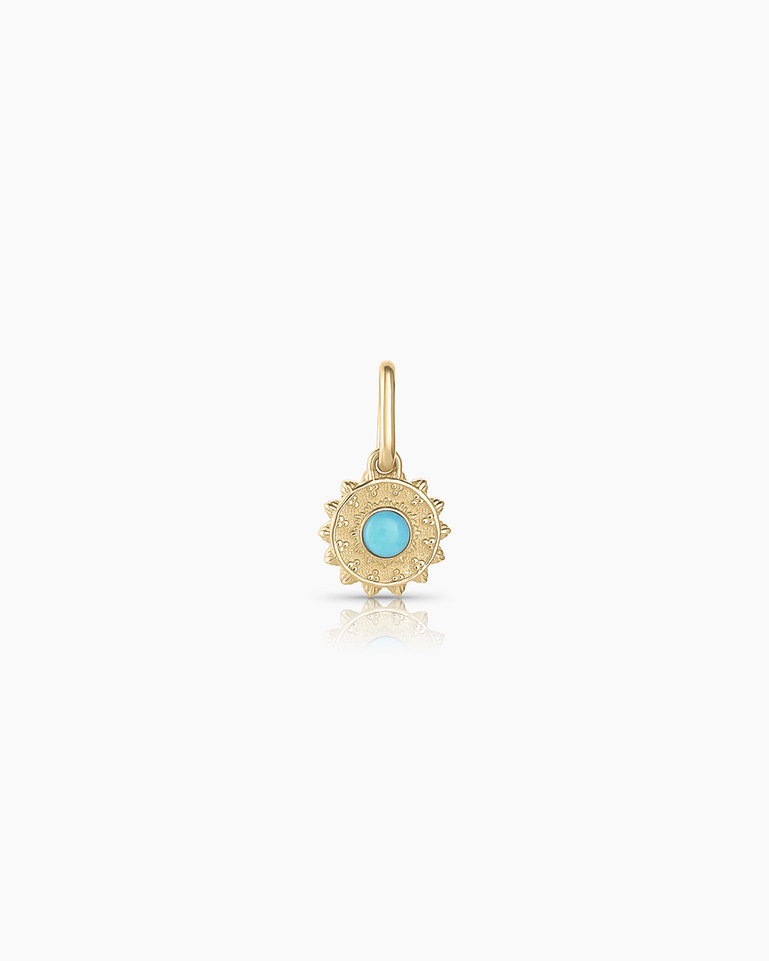 Sun Birthstone Charm || option::14k Solid Gold, Turquoise - December