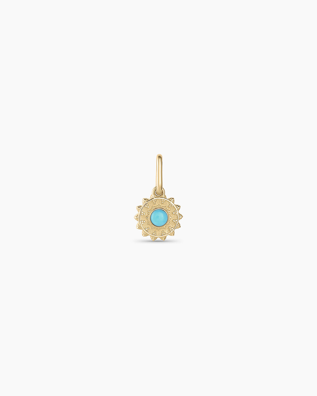 Sun Birthstone Charm || option::14k Solid Gold, Turquoise - December