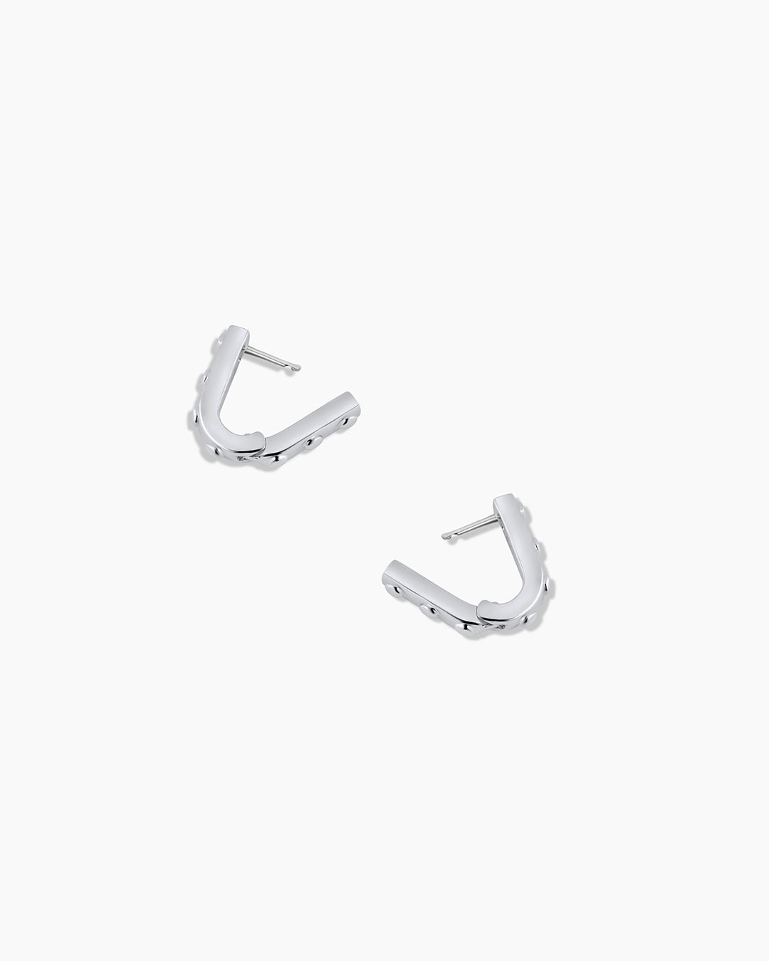 Asher Link Huggies || option::Rhodium Plated