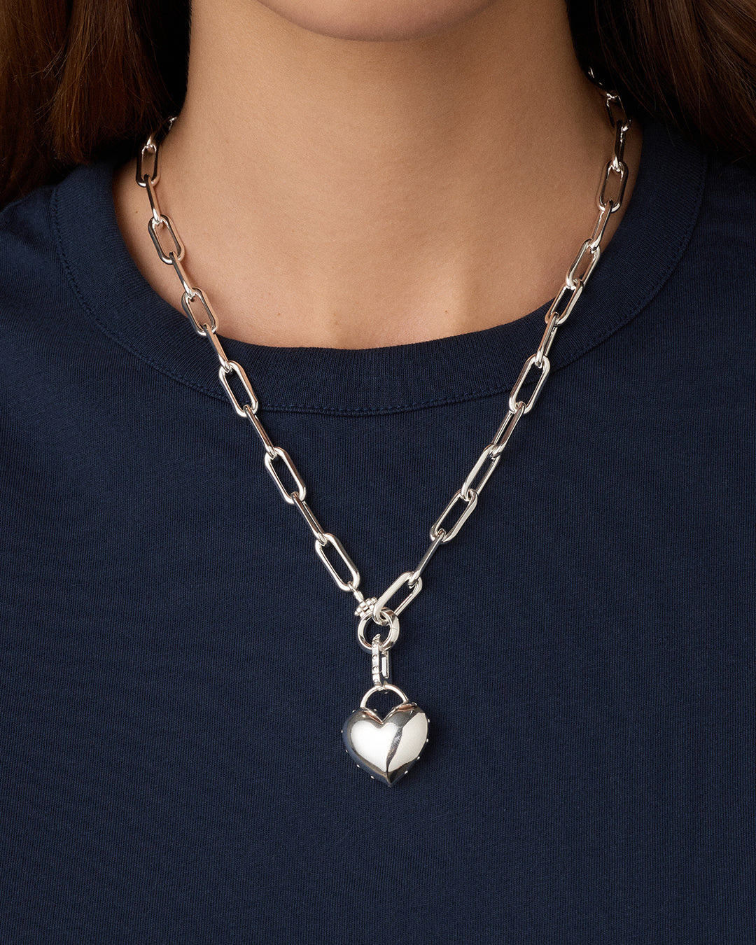 Heart Statement Charm || option::Silver Plated