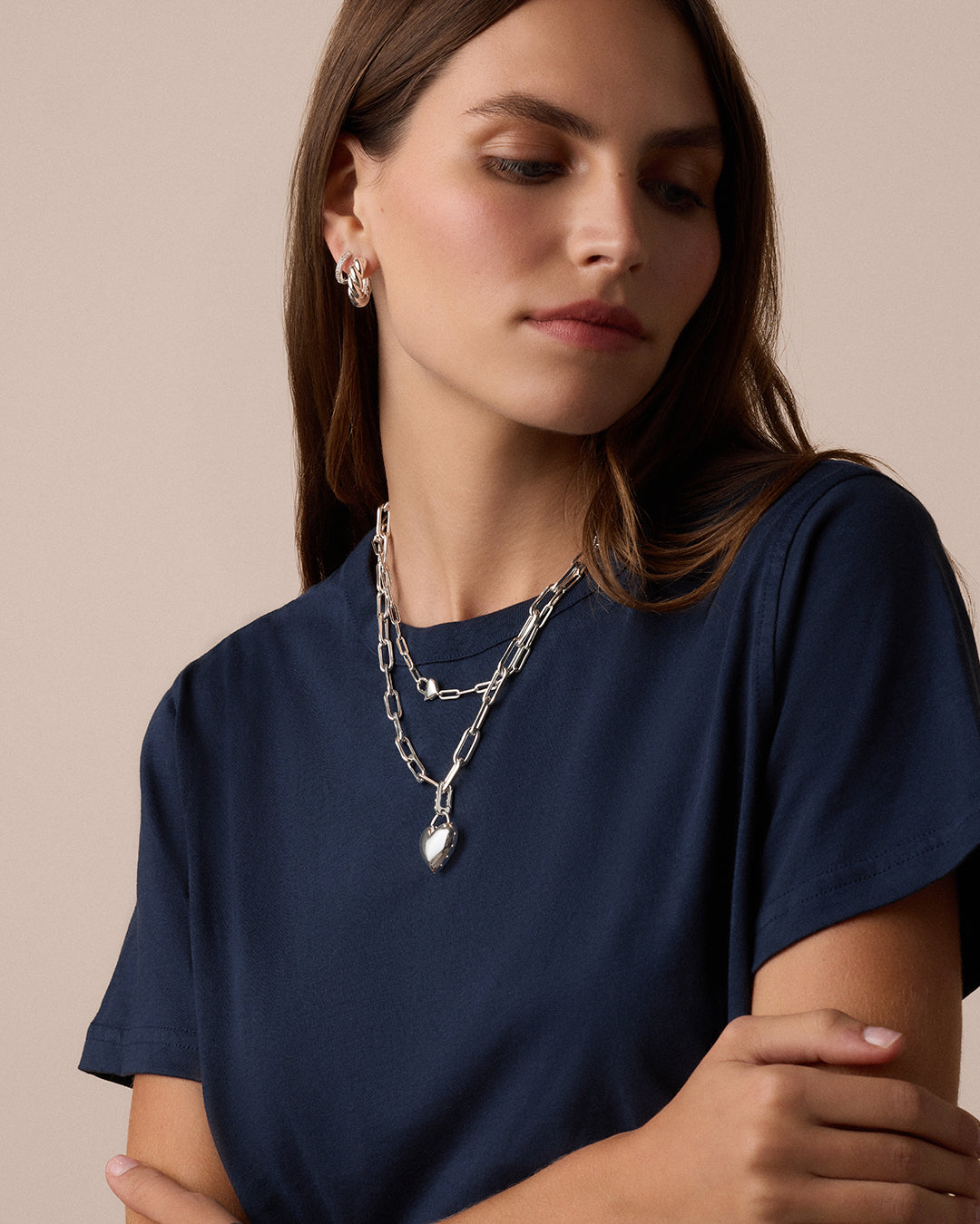 Heart Statement Charm || option::Silver Plated