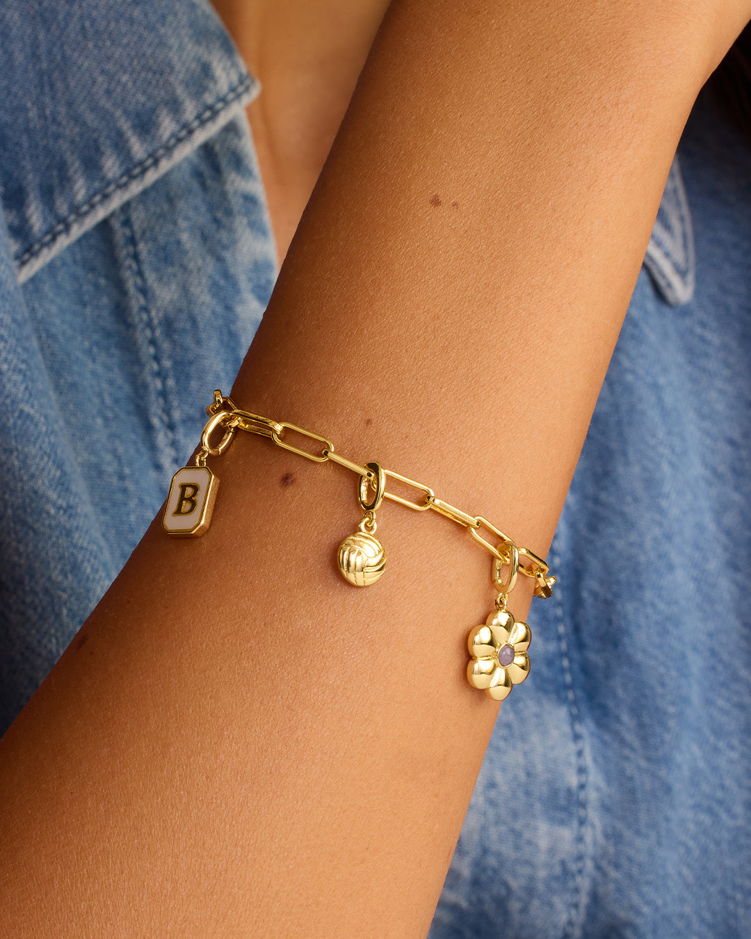 Varsity Parker Charm || option::18k Gold Plated, Volleyball