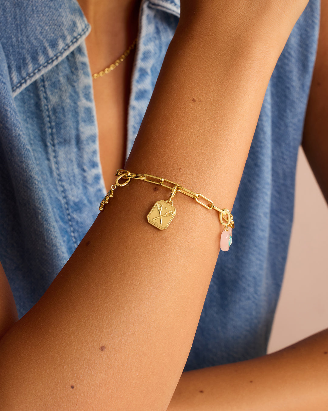 Varsity Parker Charm || option::18k Gold Plated, Lacrosse