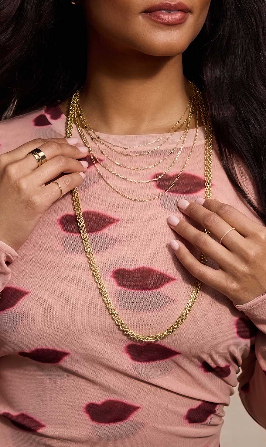 woman wearing fashion necklaces