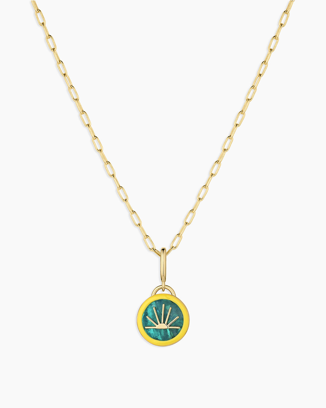 Power Gemstone Parker Charm Necklace Inspiration || option::18k Gold Plated, Apatite