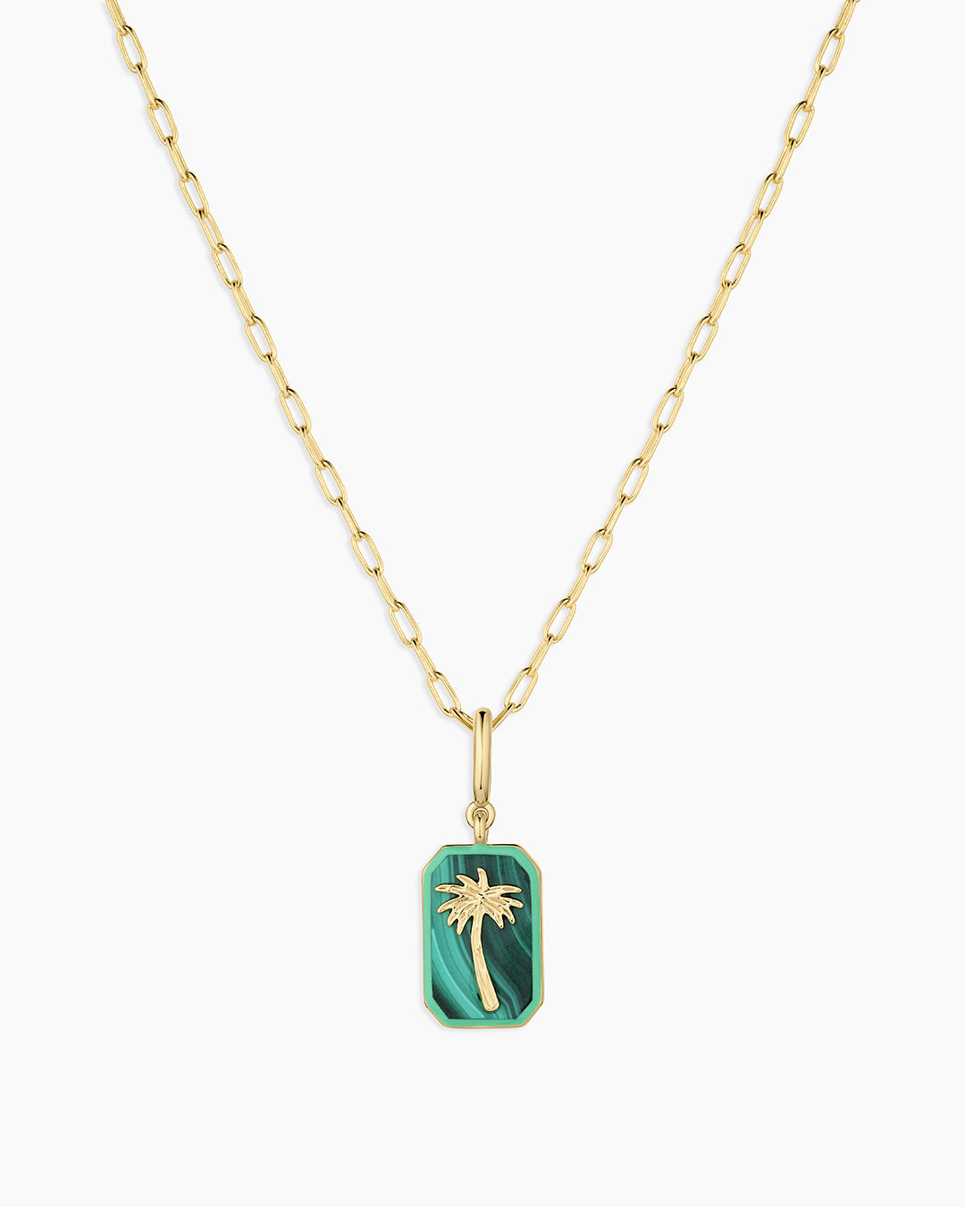 Power Gemstone Parker
Charm Necklace Travel || option::18k Gold Plated, Malachite