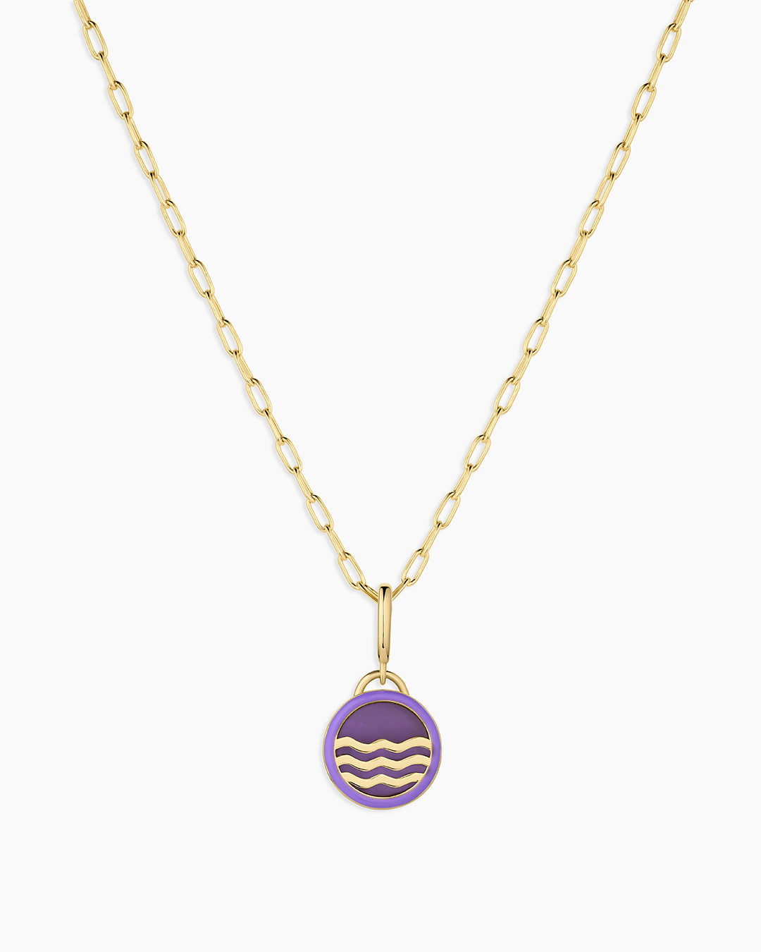 Power Gemstone Parker Charm Necklace Tranquility || option::18k Gold Plated, Amethyst