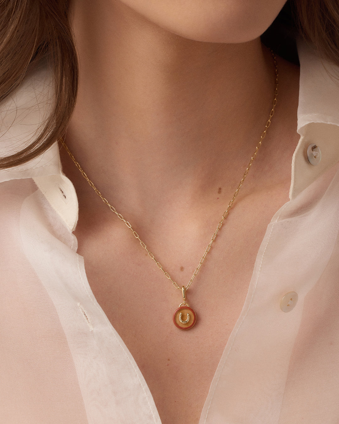 Power Gemstone Parker Charm Necklace Abundance || option::18k Gold Plated, Citrine