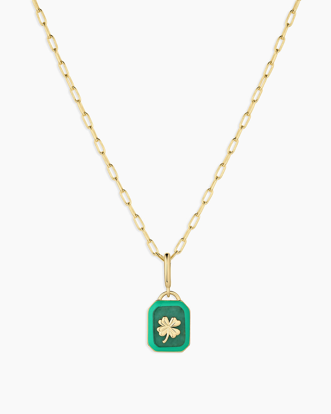 Power Gemstone Parker Charm Necklace Luck || option::18k Gold Plated, Aventurine - Luck