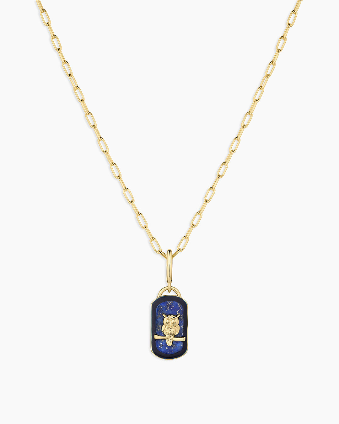 Power Gemstone Parker Charm Necklace Wisdom || option::18k Gold Plated, Lapis