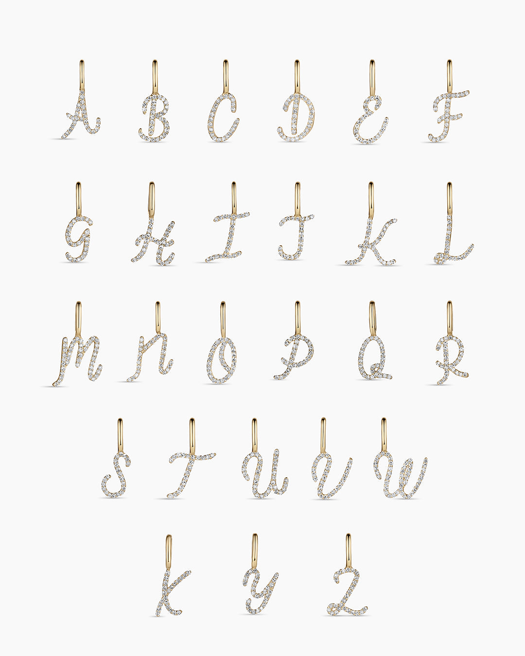 Diamond Script Alphabet Charm | All Letters