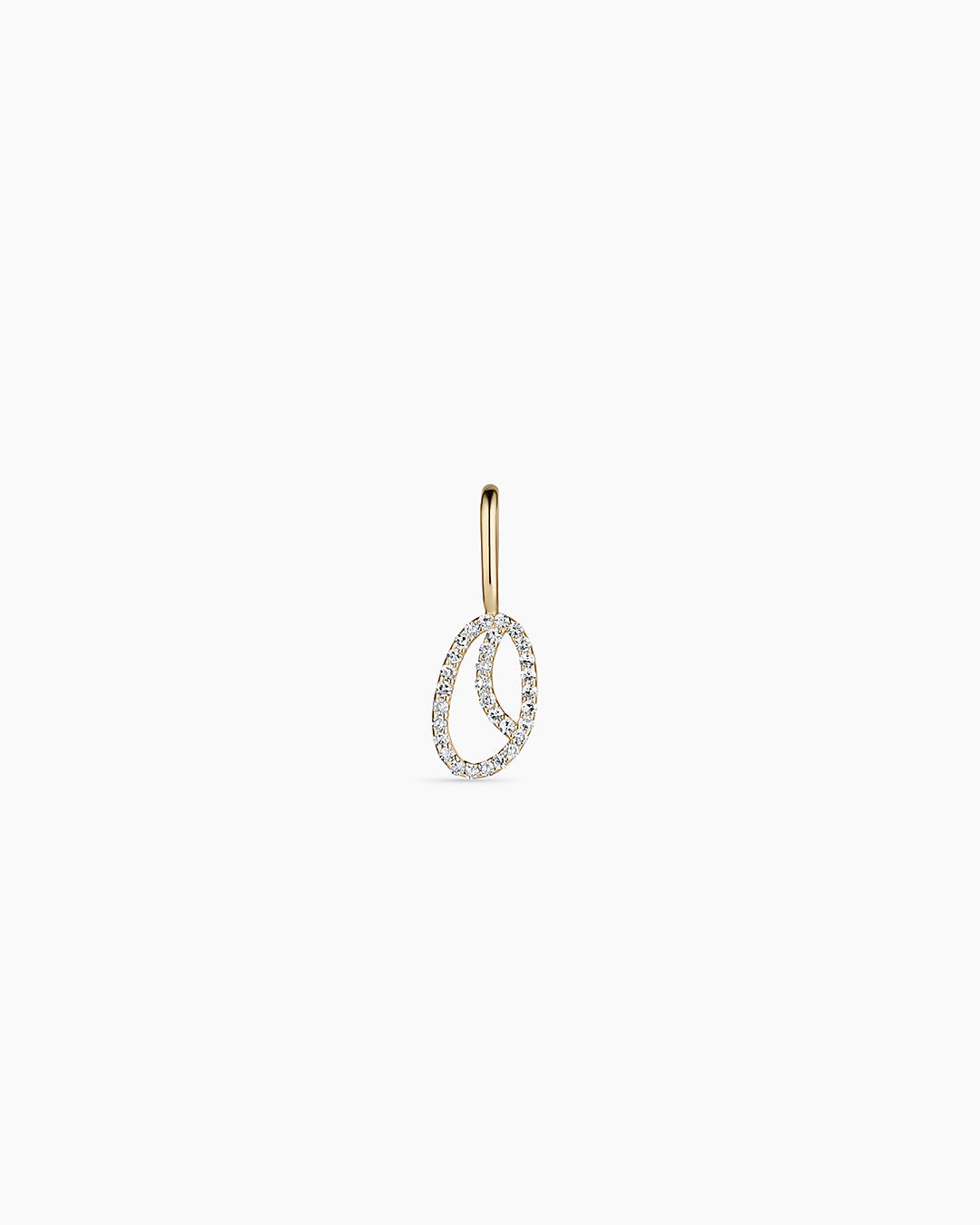 Diamond Script Alphabet Charm || option::14k Solid Gold, O