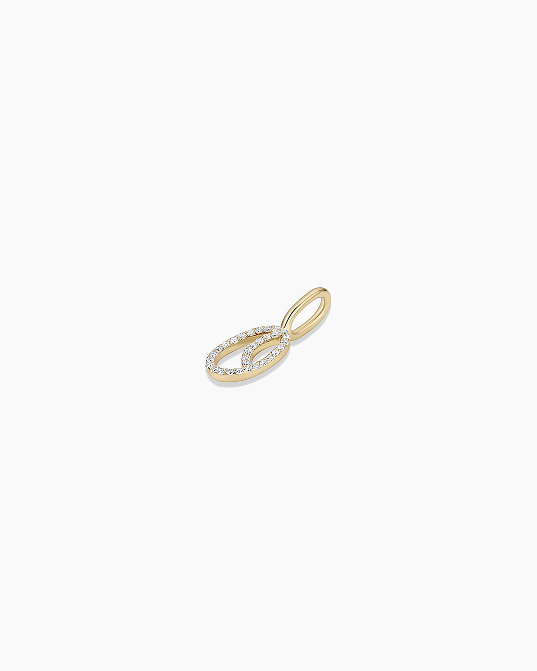Diamond Script Alphabet Charm || option::14k Solid Gold, O