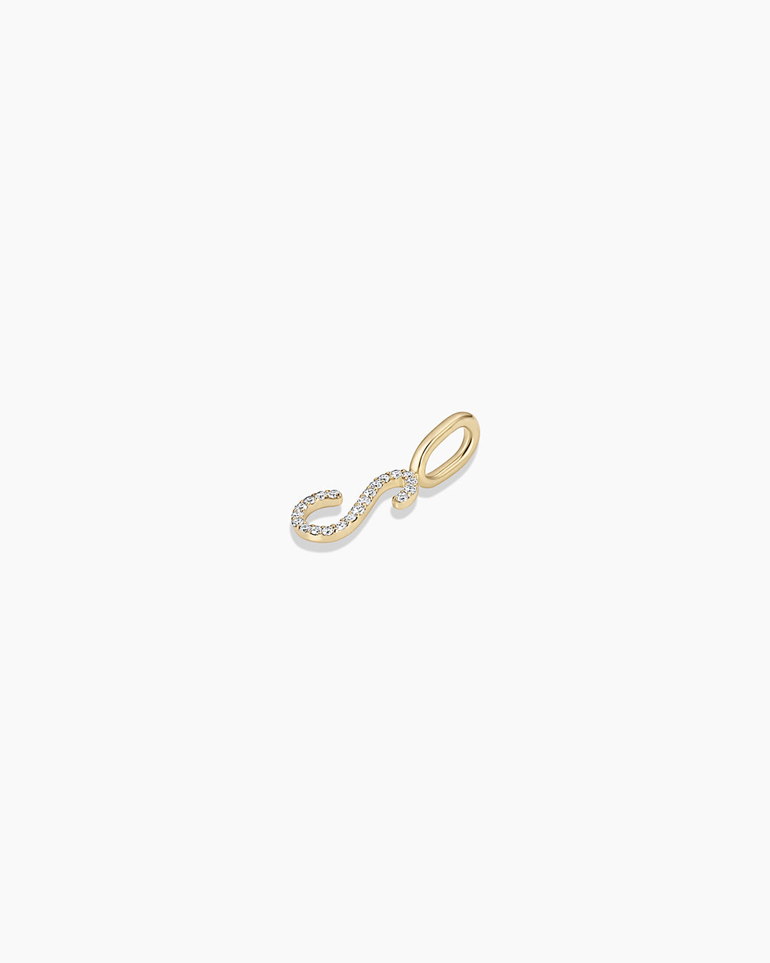 Diamond Script Alphabet Charm || option::14k Solid Gold, S