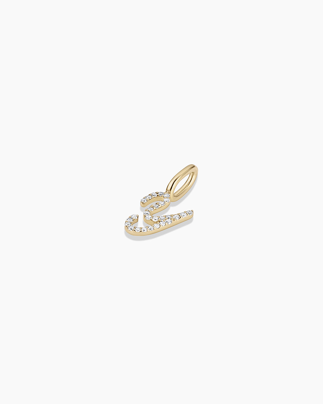 Diamond Script Alphabet Charm || option::14k Solid Gold, Y