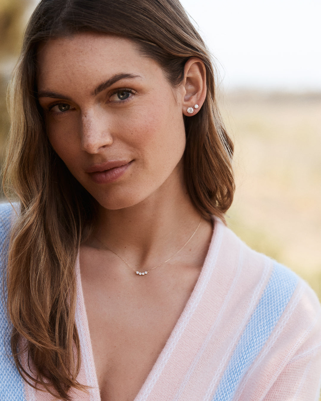 Lab Grown Diamond Halo Cluster Necklace || option::14k Solid Gold
